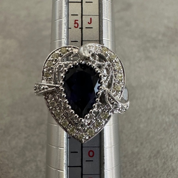 Blue Stone and CZ cocktail Ring in Sterling silver - Picture 11 of 12